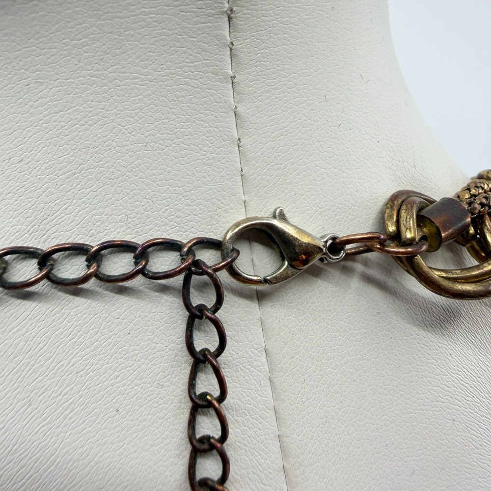Gold Tone Faux Pearl Cluster Necklace - Boho Chunky Layering Statement - Picture 9 of 13
